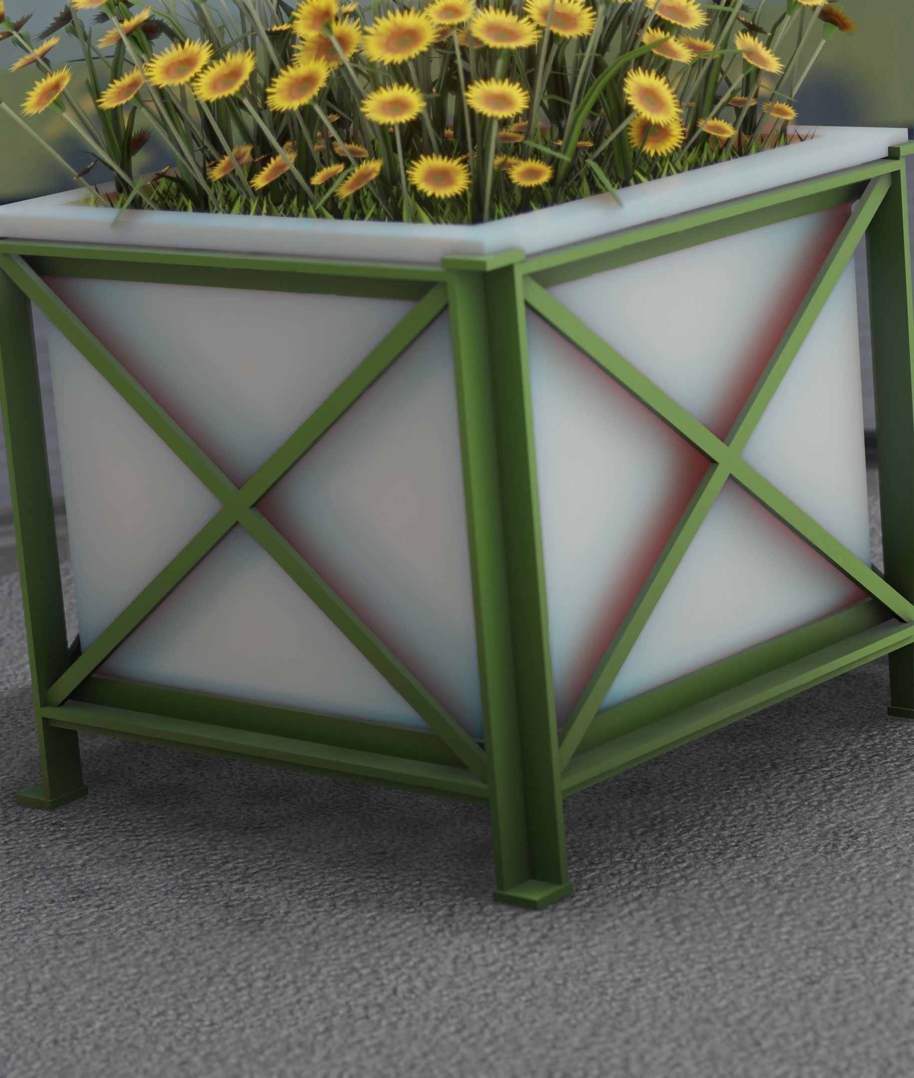 City Flower Pot with Sunflowers - Object 6 Low-poly 3D model_31