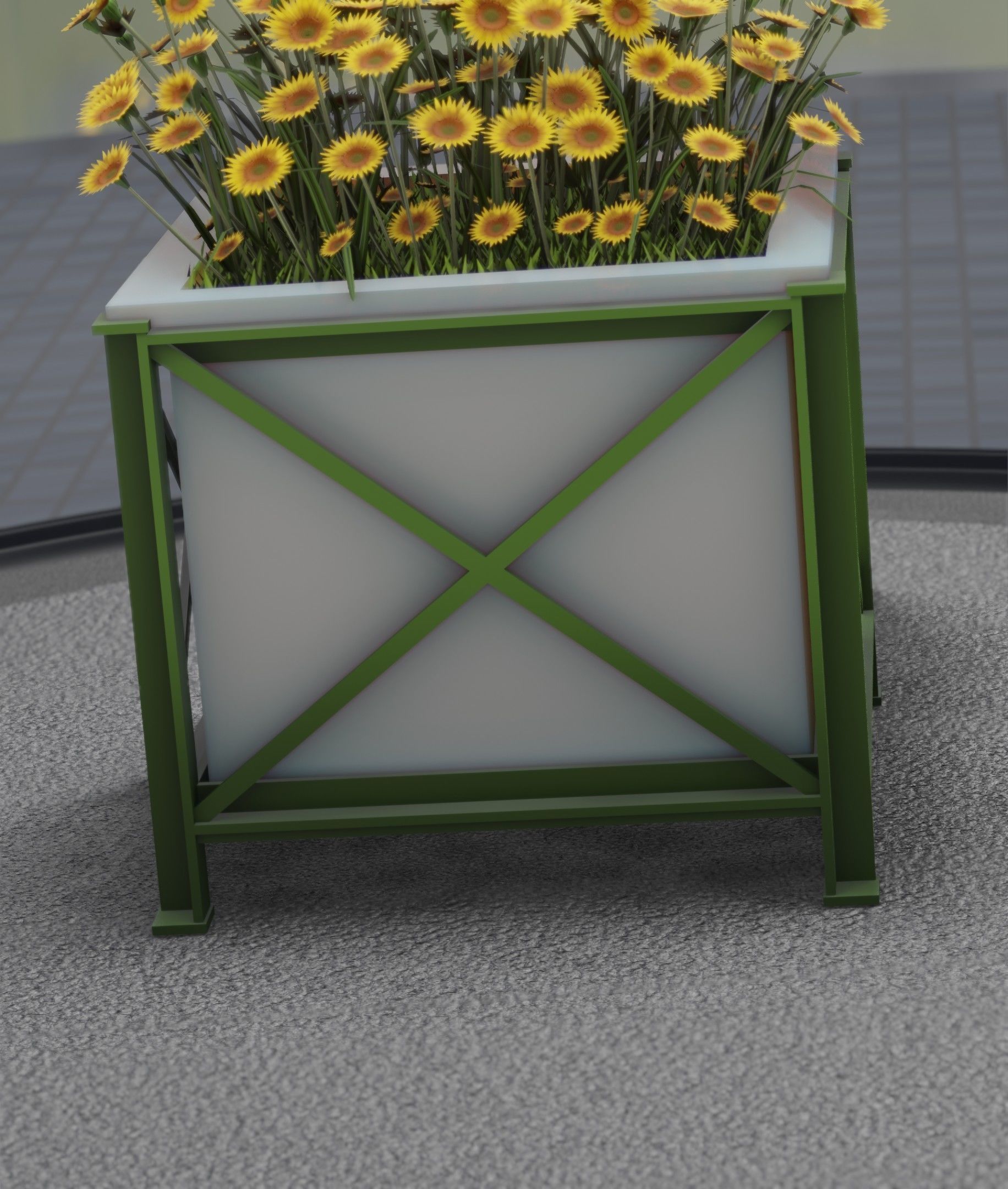 City Flower Pot with Sunflowers - Object 6 Low-poly 3D model_29