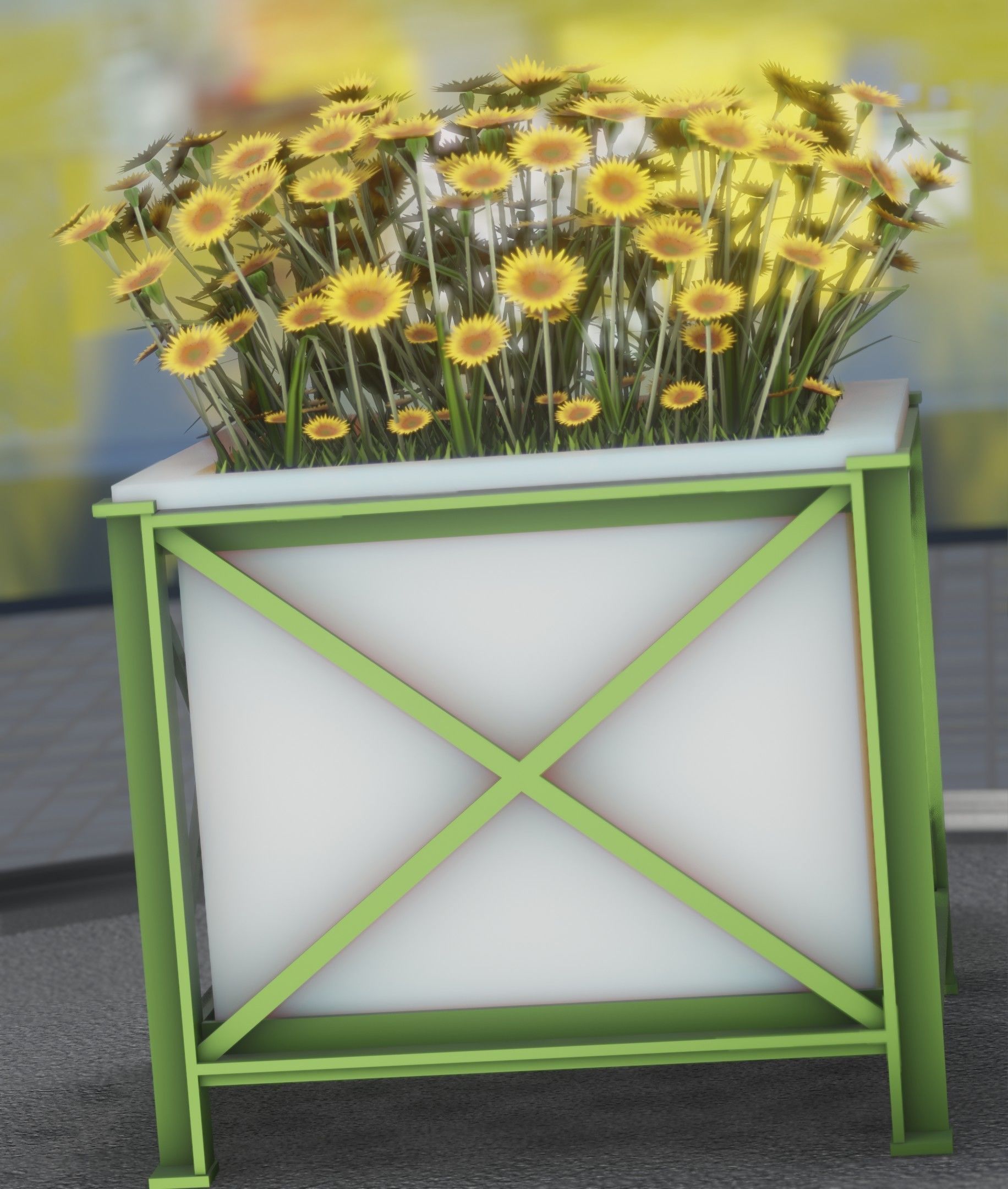 City Flower Pot with Sunflowers - Object 6 Low-poly 3D model_50