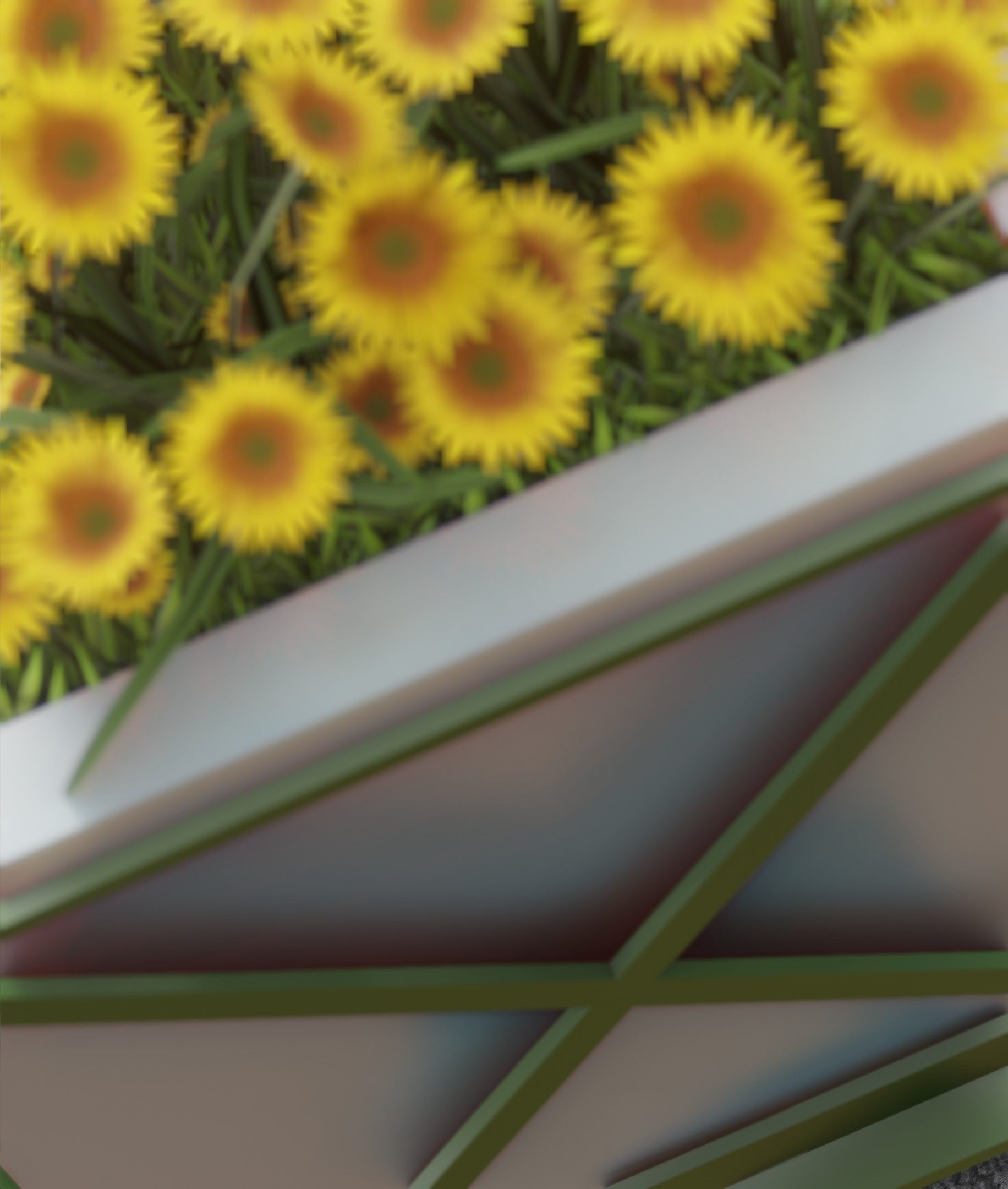 City Flower Pot with Sunflowers - Object 6 Low-poly 3D model_40