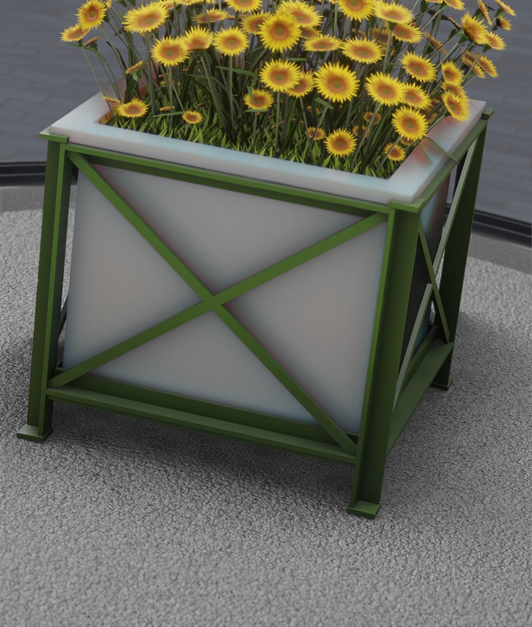 City Flower Pot with Sunflowers - Object 6 Low-poly 3D model_11