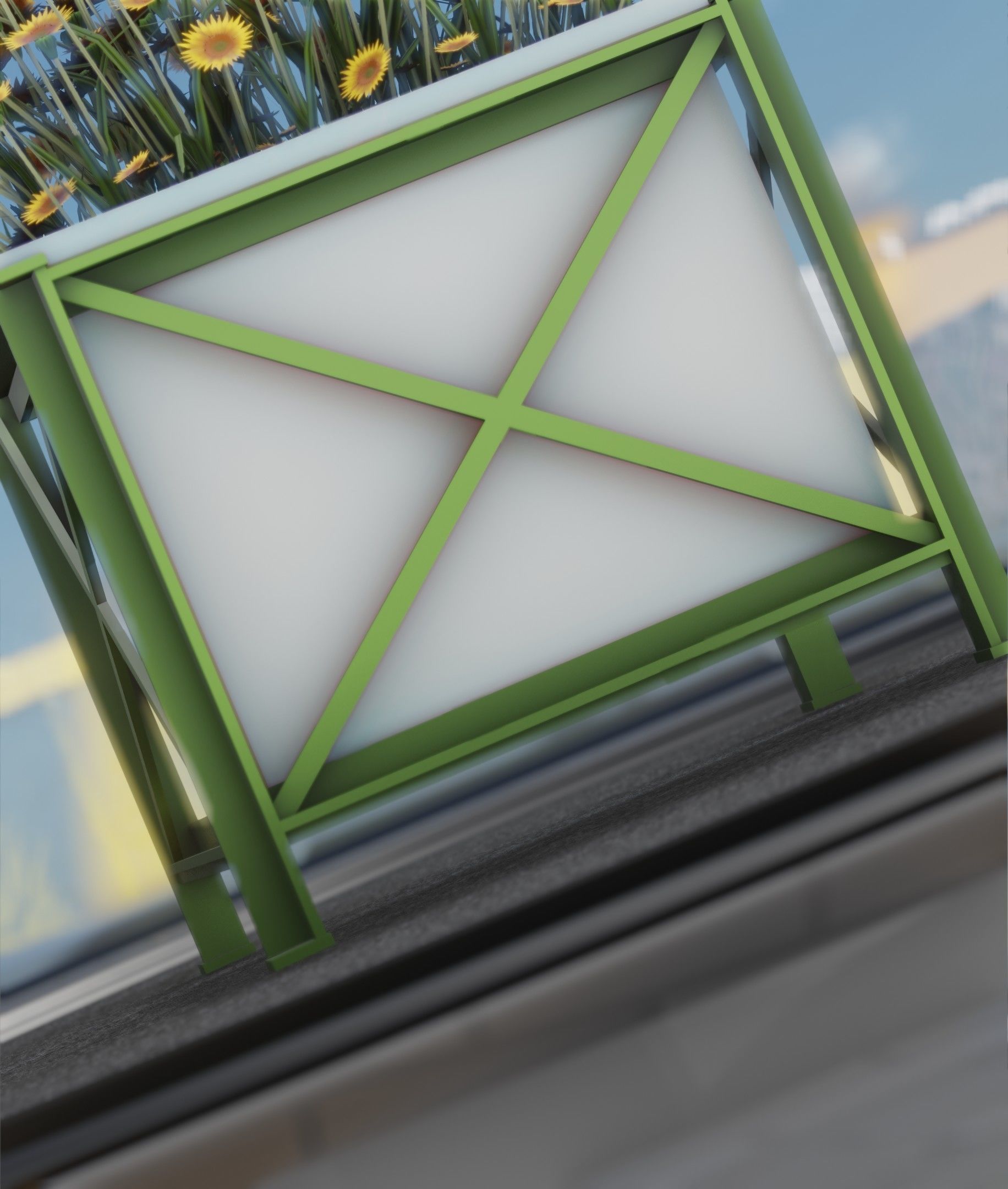 City Flower Pot with Sunflowers - Object 6 Low-poly 3D model_46