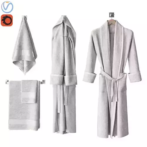 White bathrobe and towels  3D model
