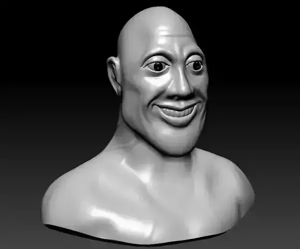 Stylized Rock Dwayne Johnson High Poly Head bust  3D print model