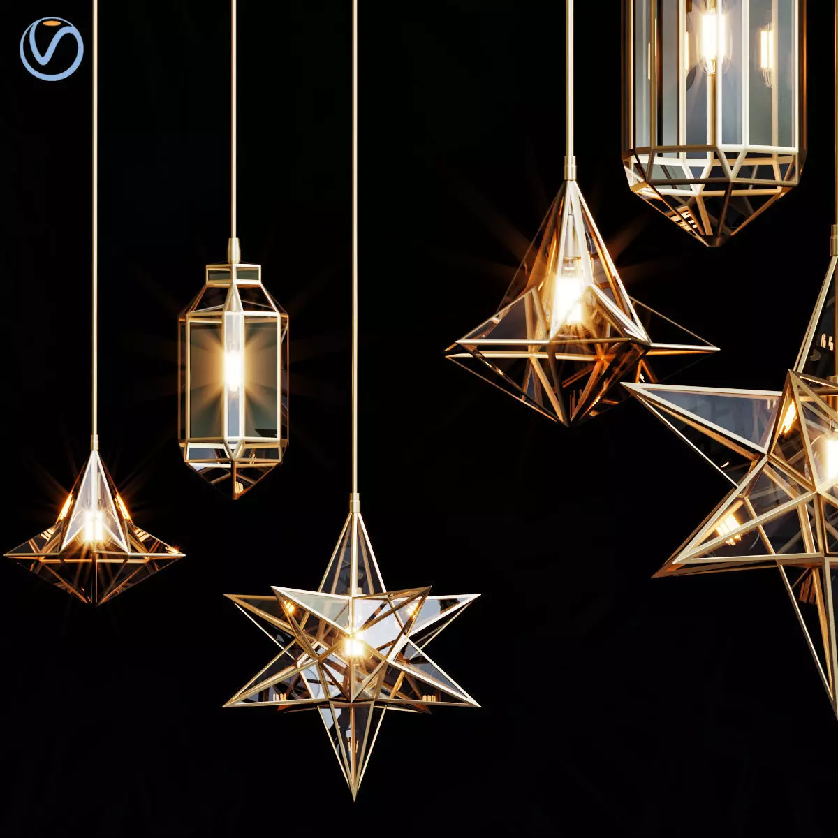 Moroccan Glass Pendants 3D model_0