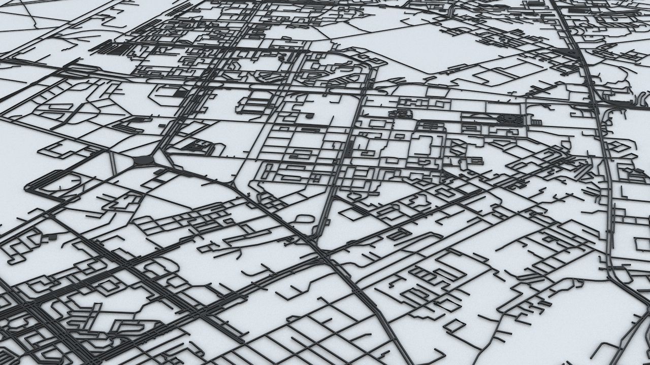 Krasnoyarsk Road Network and Streets 3D model_5