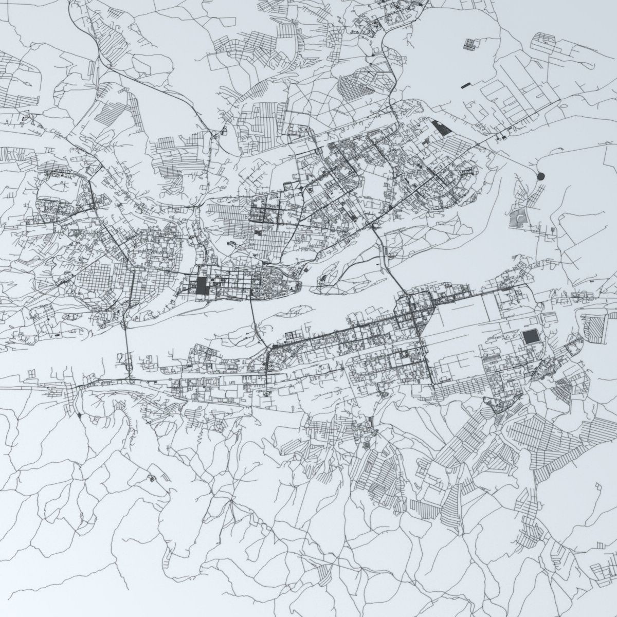 Krasnoyarsk Road Network and Streets 3D model_1