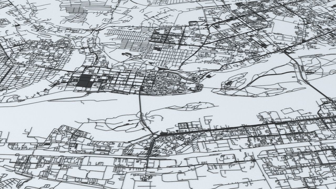 Krasnoyarsk Road Network and Streets 3D model_2