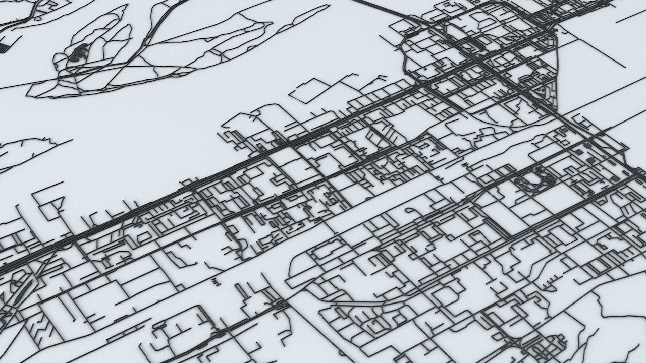 Krasnoyarsk Road Network and Streets 3D model_4