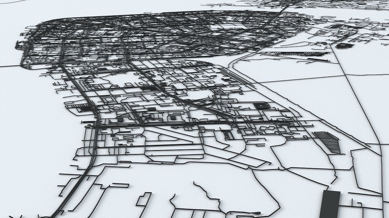 Arkhangelsk Road Network and Streets 3D model_2