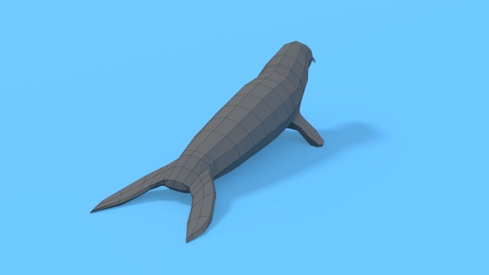 Low Poly Cartoon Seal Low-poly 3D model_11