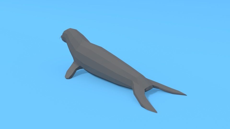 Low Poly Cartoon Seal Low-poly 3D model_5
