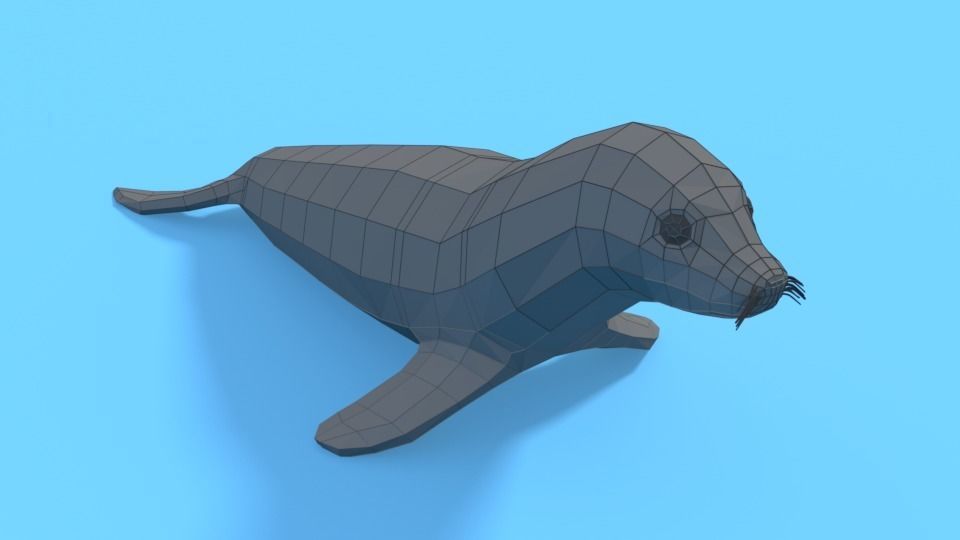 Low Poly Cartoon Seal Low-poly 3D model_10