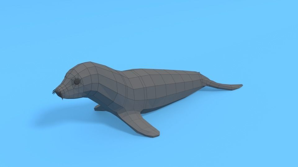 Low Poly Cartoon Seal Low-poly 3D model_8