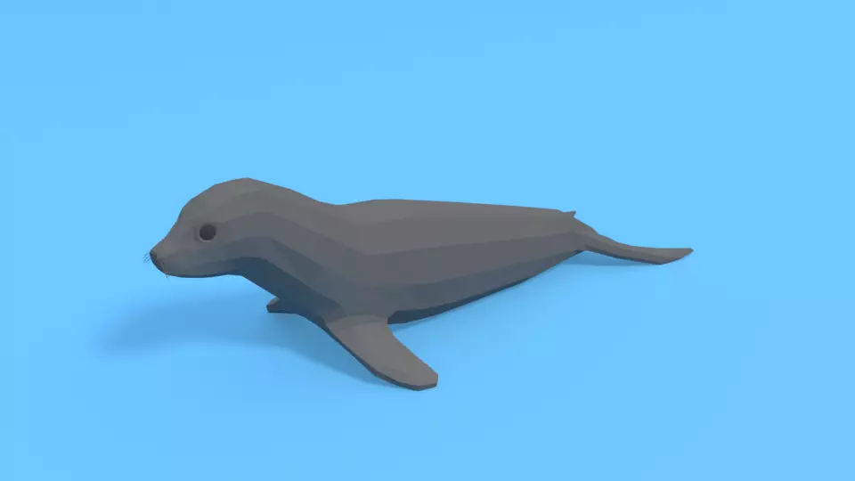 Low Poly Cartoon Seal Low-poly 3D model_0