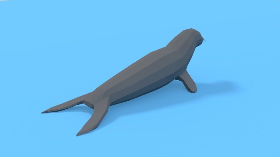 Low Poly Cartoon Seal Low-poly 3D model_3