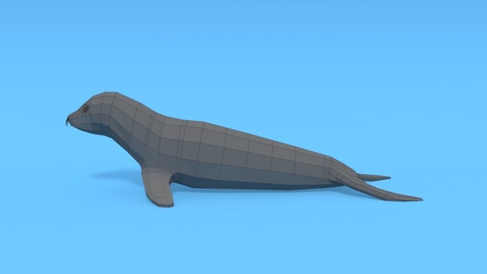 Low Poly Cartoon Seal Low-poly 3D model_14