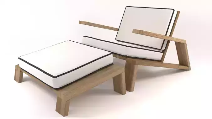 Olema Teak Lounge Chair v2 - 3ds Max