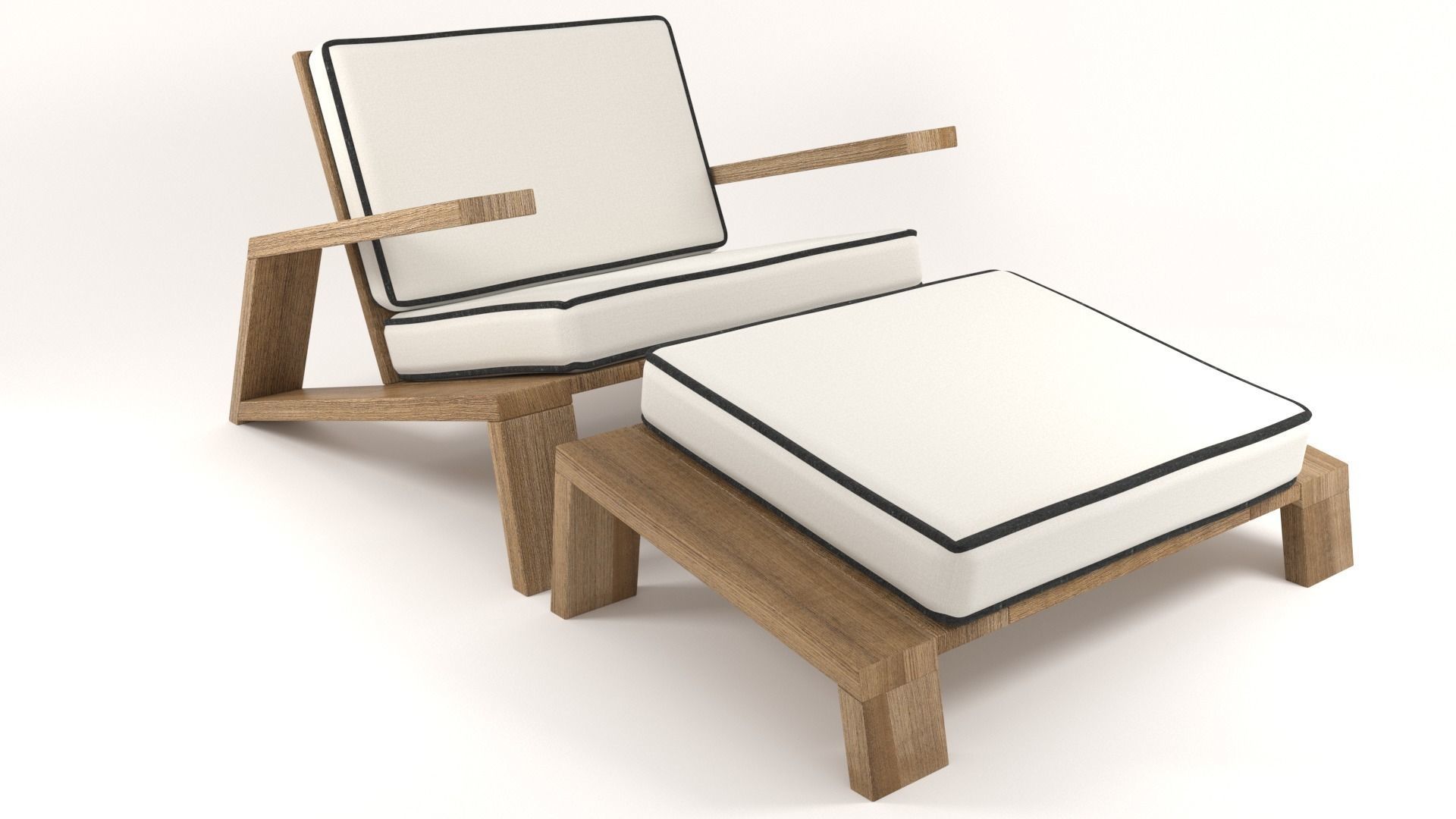 Olema Teak Lounge Chair v2 - 3ds Max 3D model_3