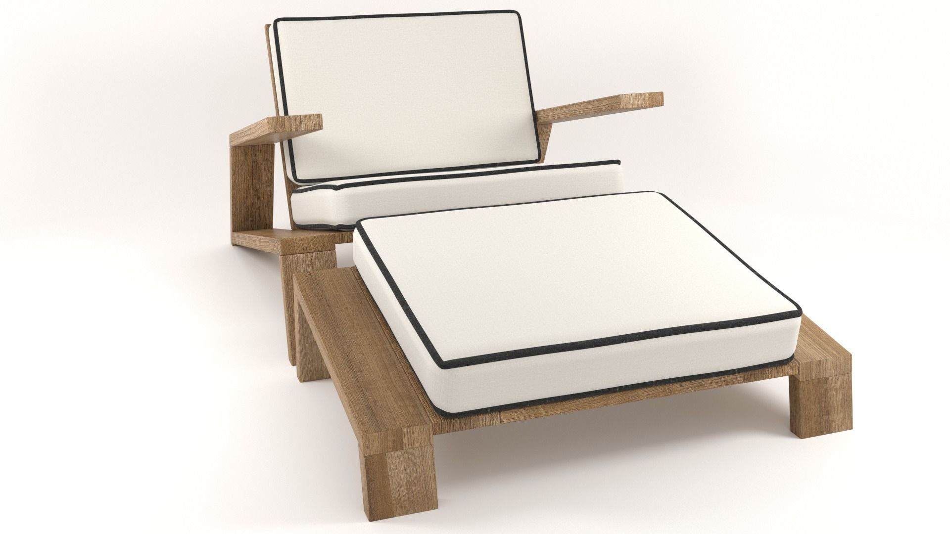 Olema Teak Lounge Chair v2 - 3ds Max 3D model_2