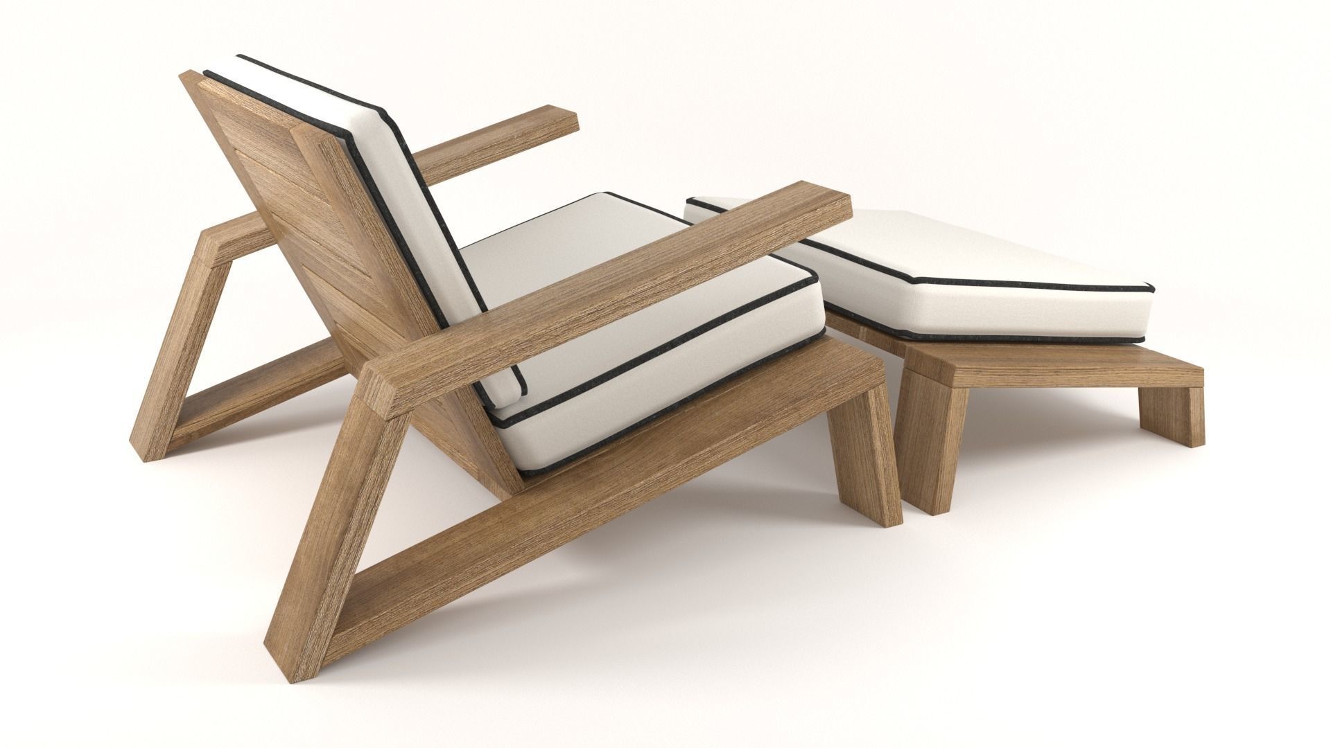 Olema Teak Lounge Chair v2 - 3ds Max 3D model_7