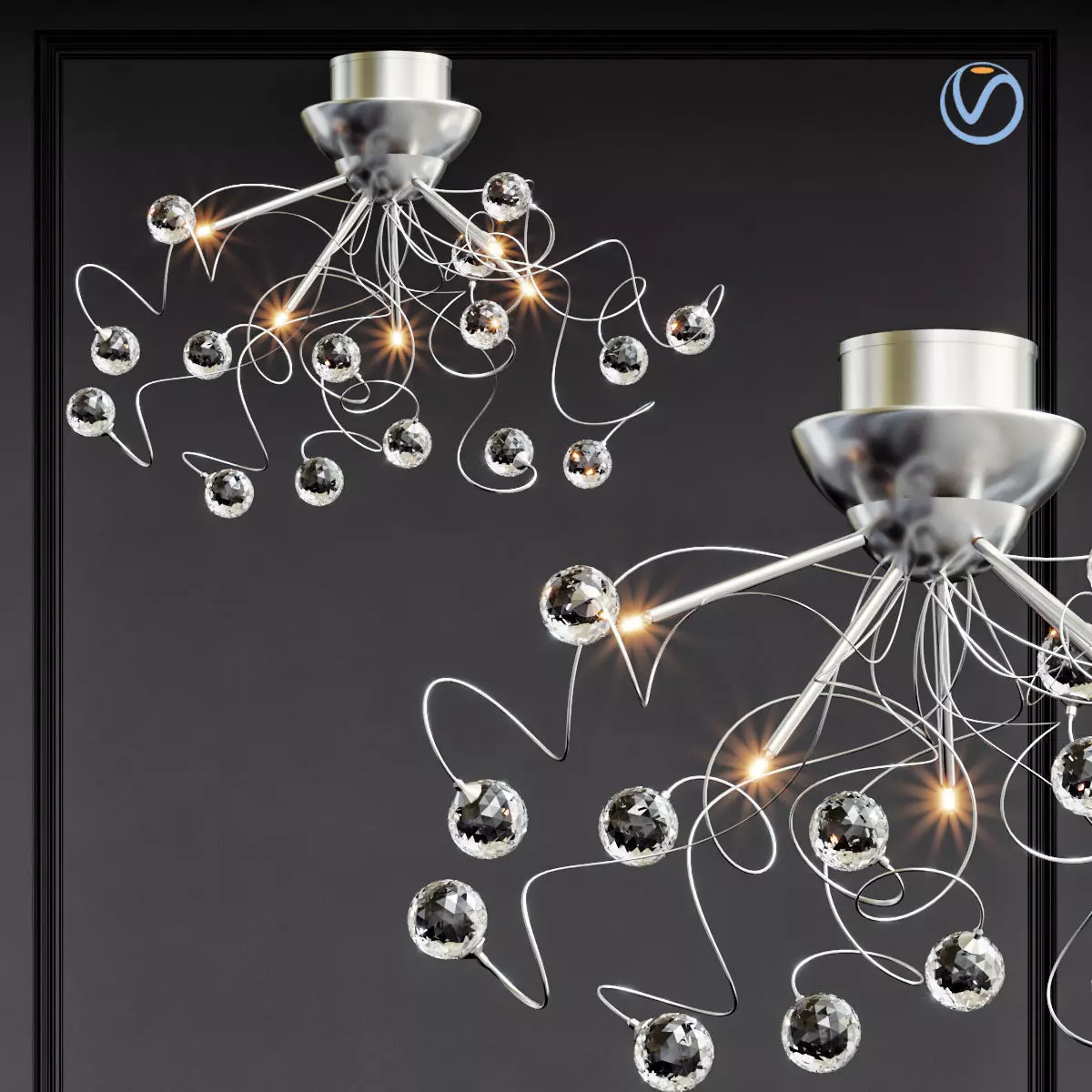Modern Crystal chandelier with 11 Lights Chrom 3D model