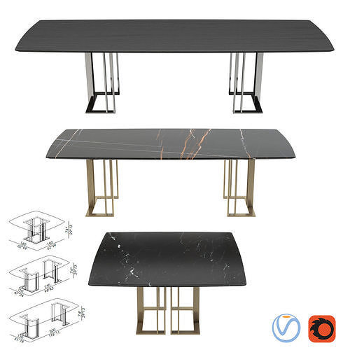 Meridiani Tables Charlie Rectangle Low-poly 3D model