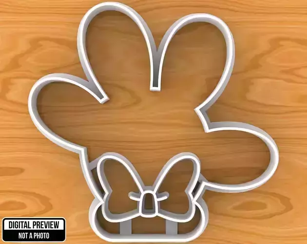 Minnie Mouse Hand with Bow Cookie Cutter 3D print model