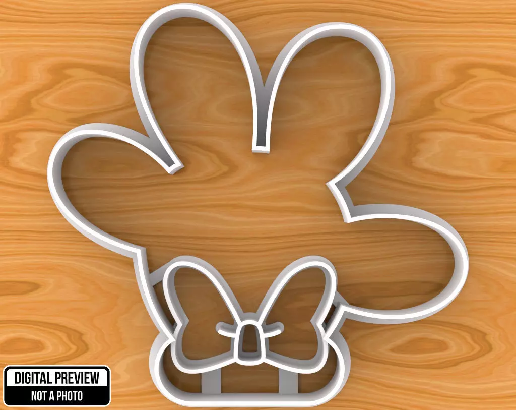 Minnie Mouse Hand with Bow Cookie Cutter 3D print model_0