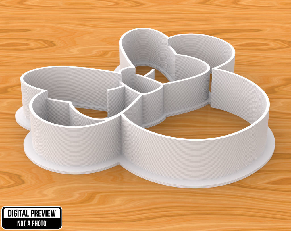 Minnie Mouse Head with Bow Cookie Cutter 3D print model_1