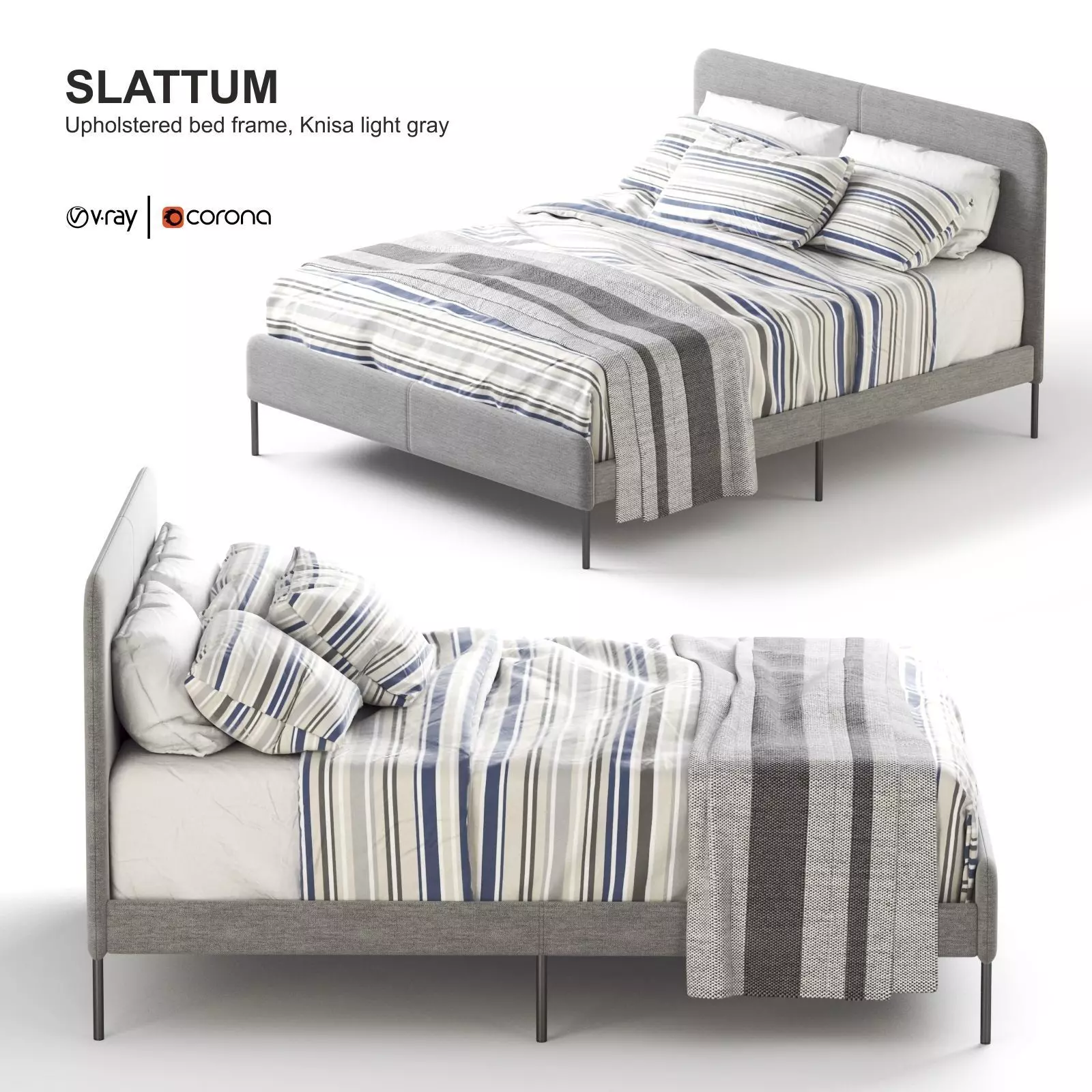 SLATTUM Upholstered bed  3D model_0