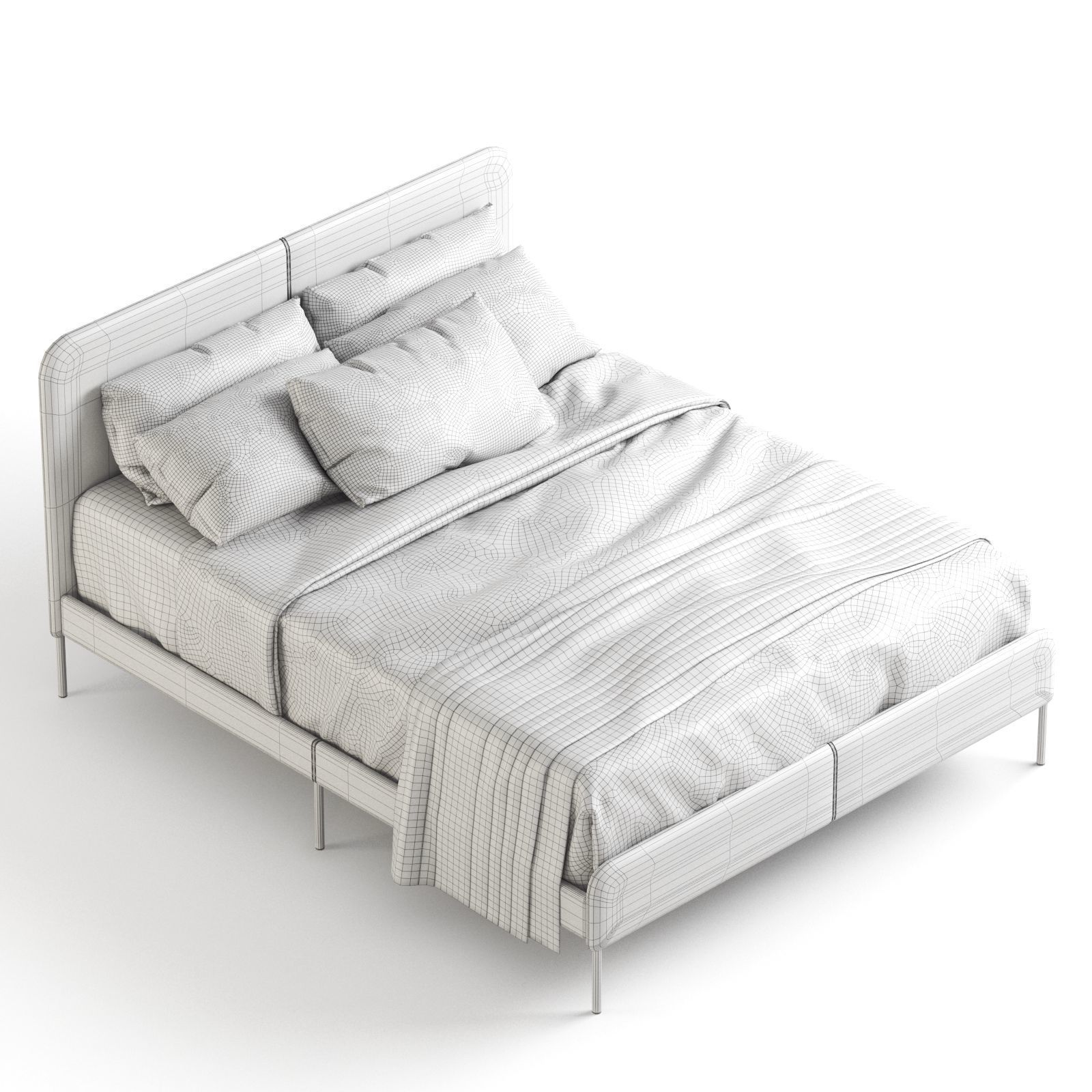 SLATTUM Upholstered bed  3D model_2