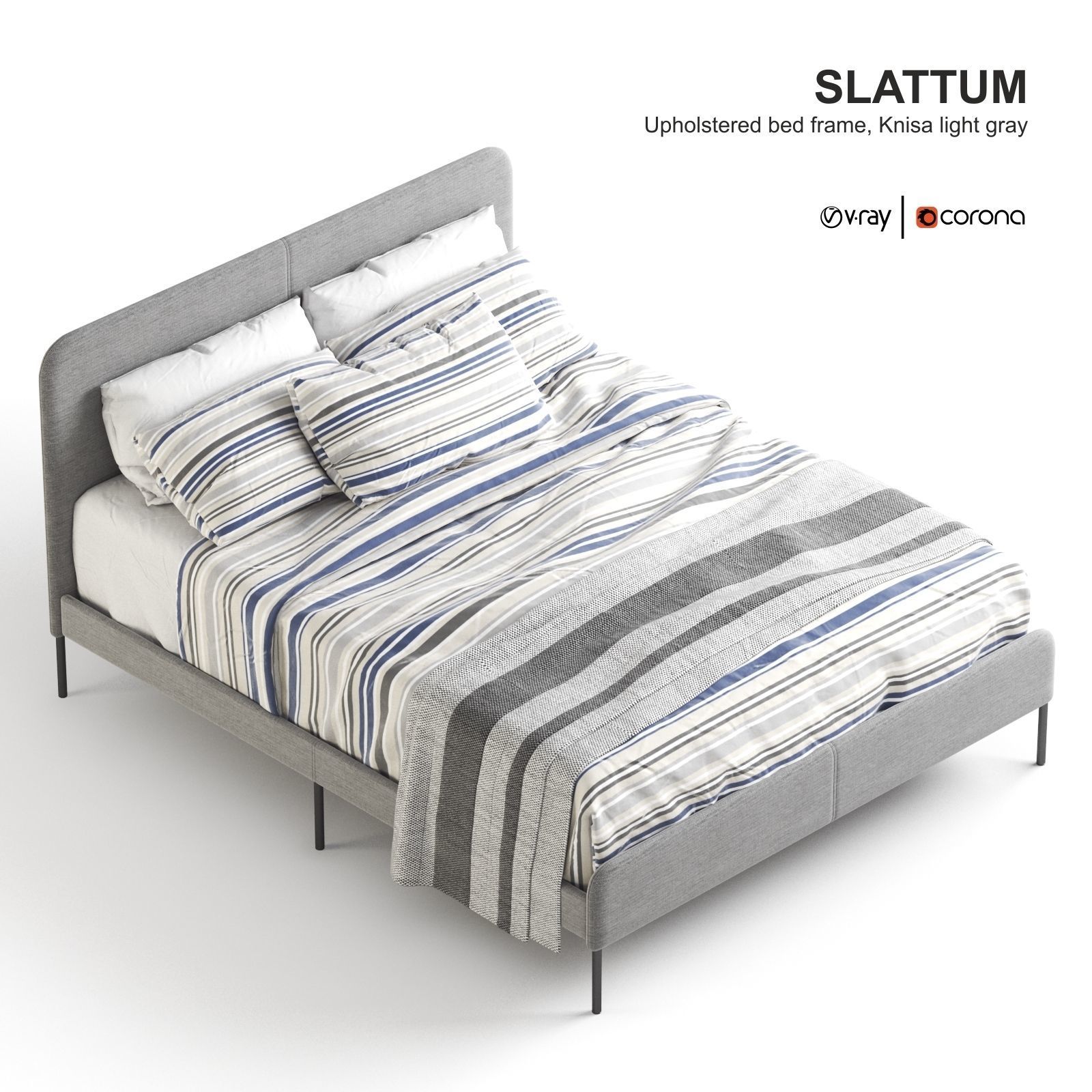 SLATTUM Upholstered bed  3D model_1