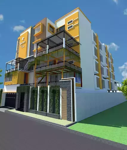  guest house container and detailing 3D model