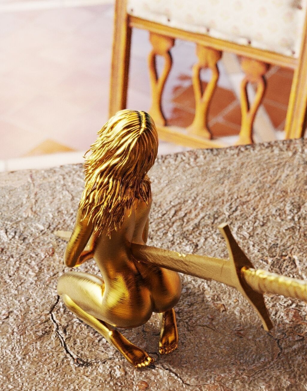 Impaled girl 3D print model_6