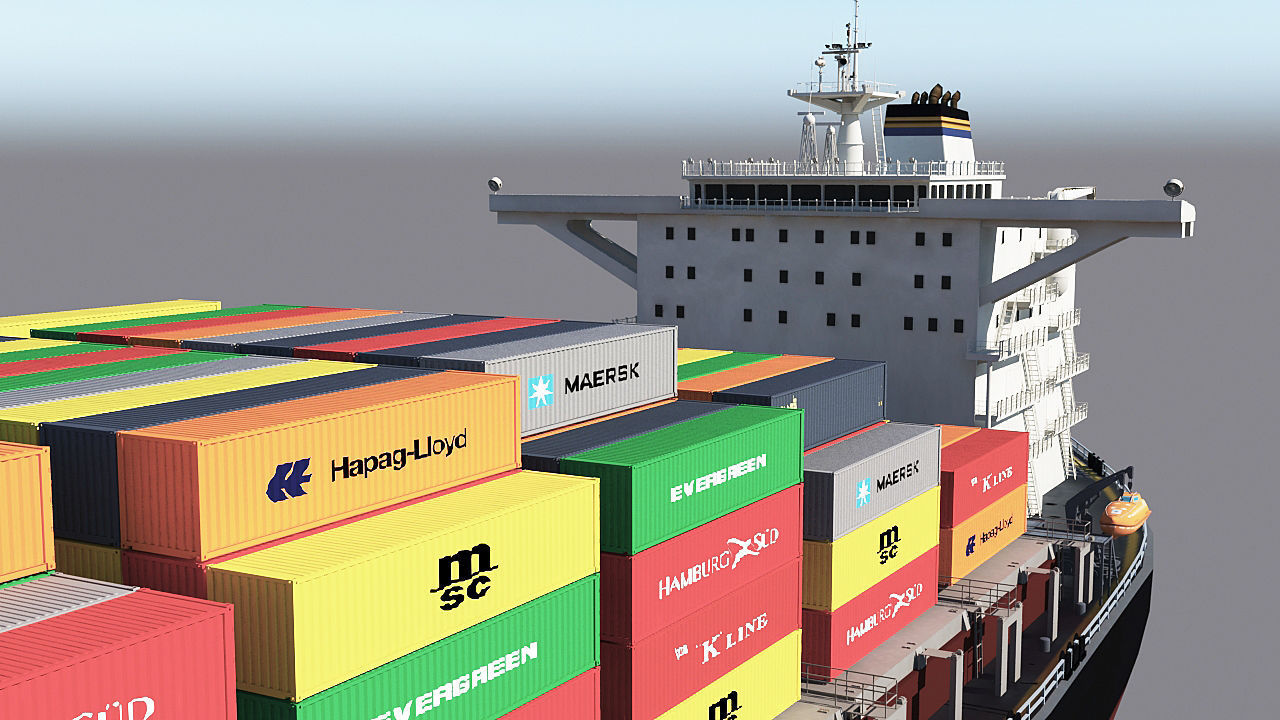 Two Cargo Ships Low-poly 3D model_6