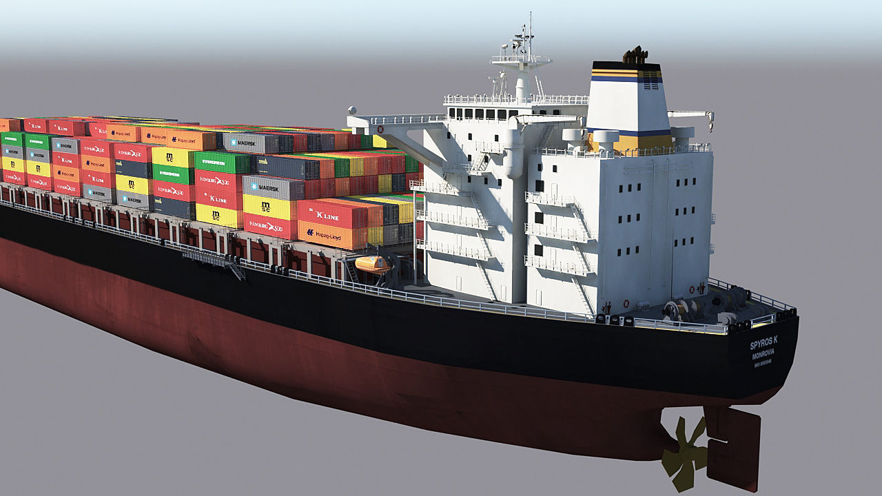 Two Cargo Ships Low-poly 3D model_7