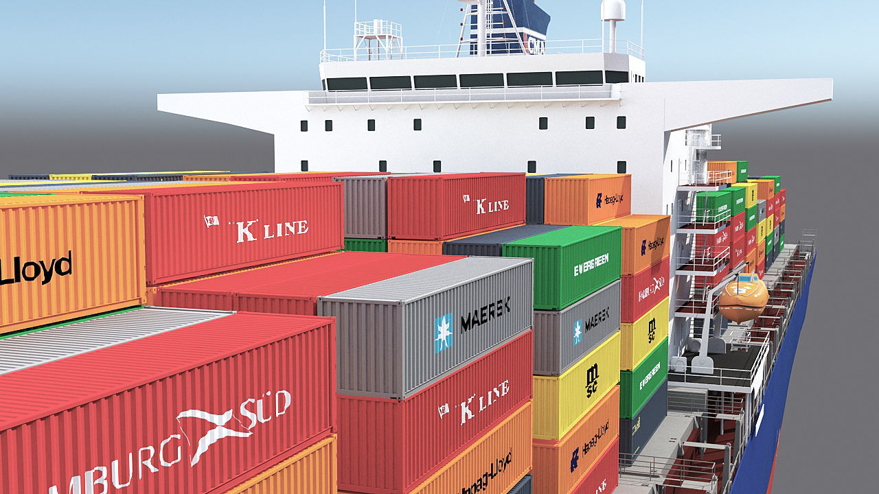 Two Cargo Ships Low-poly 3D model_3