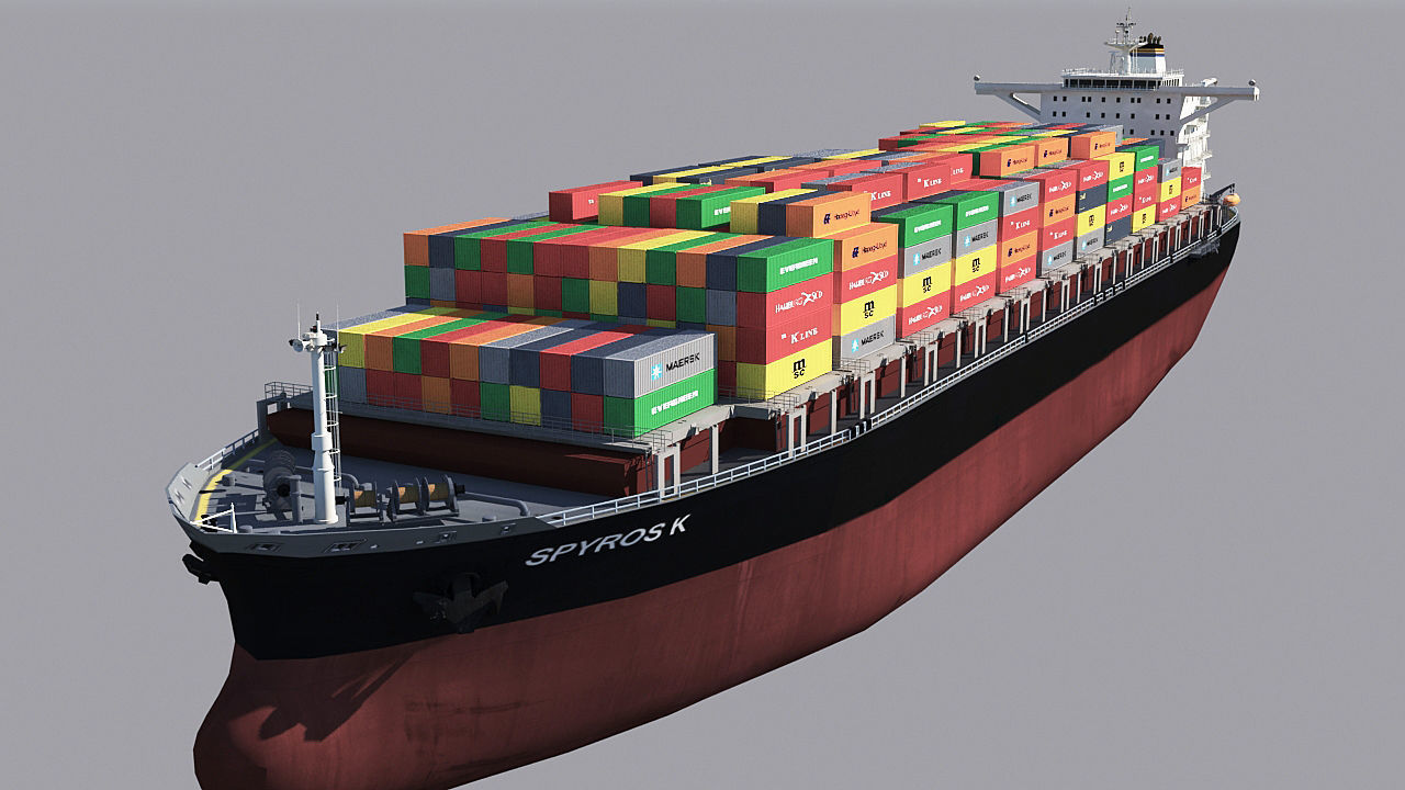 Two Cargo Ships Low-poly 3D model_5