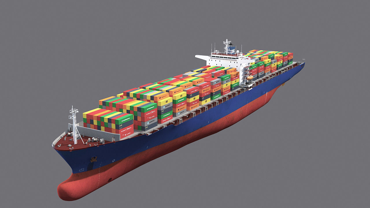 Two Cargo Ships Low-poly 3D model_1