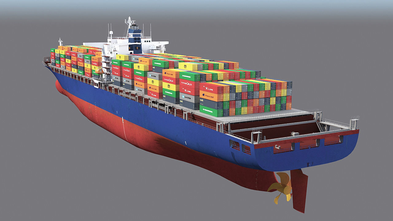 Two Cargo Ships Low-poly 3D model_4