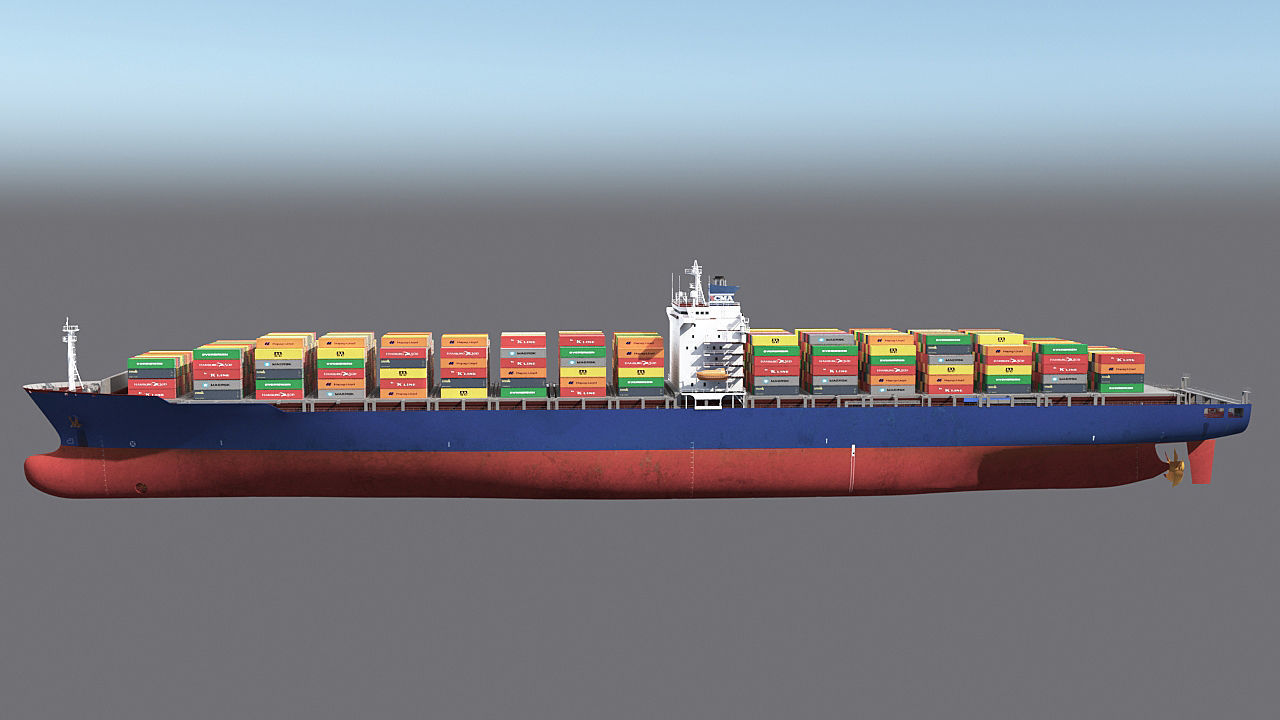 Two Cargo Ships Low-poly 3D model_2