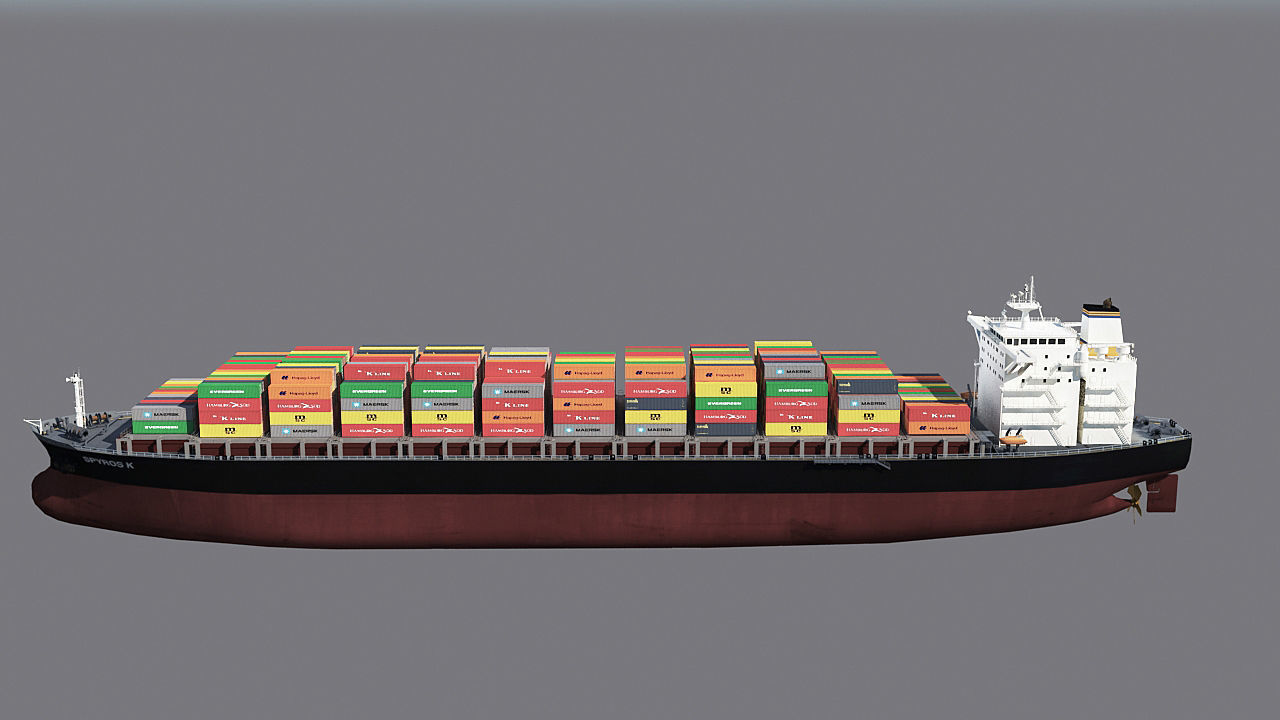 Two Cargo Ships Low-poly 3D model_8