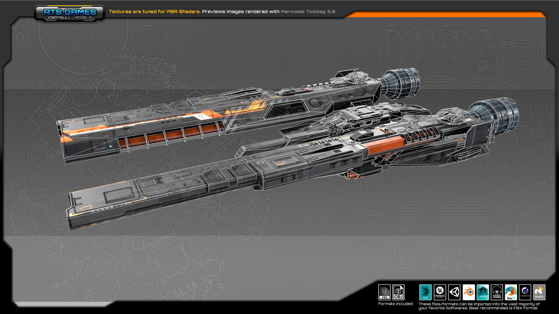 Federation Corvette GK5 Low-poly 3D model_9