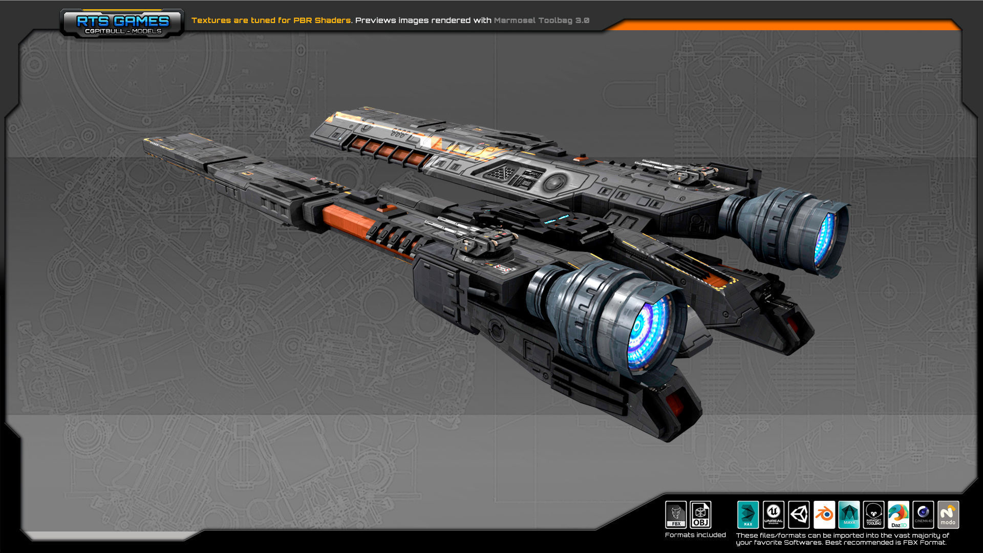 Federation Corvette GK5 Low-poly 3D model_7