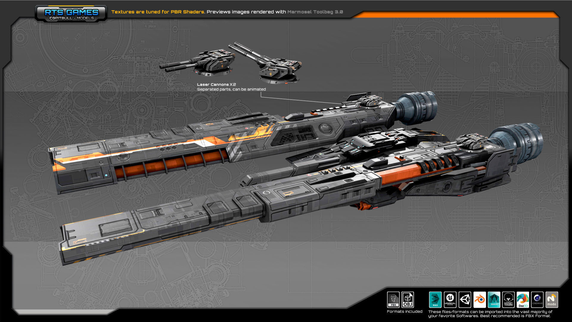 Federation Corvette GK5 Low-poly 3D model_8