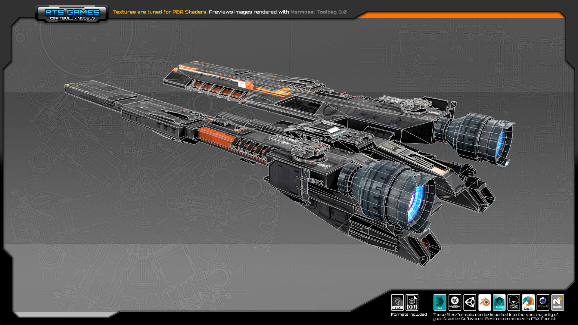 Federation Corvette GK5 Low-poly 3D model_10