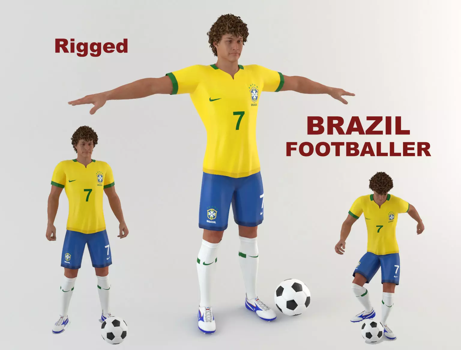 Brazil Footballer 3D model_0