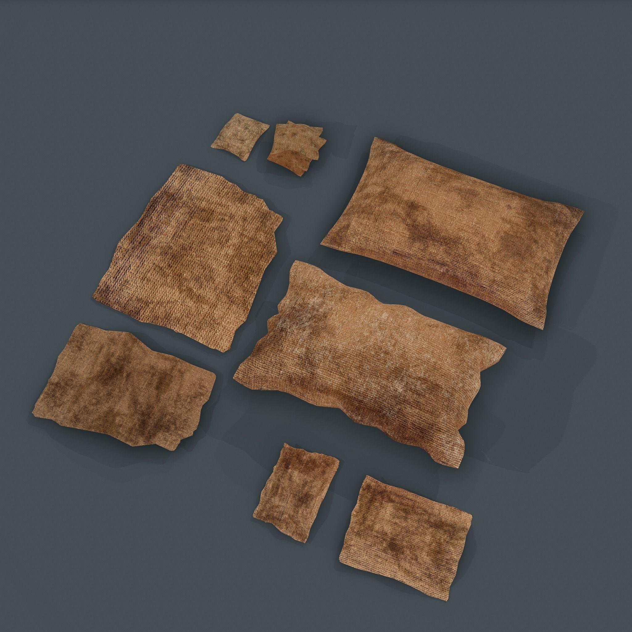 Burlap Sacks and Pieces Low-poly 3D model_8
