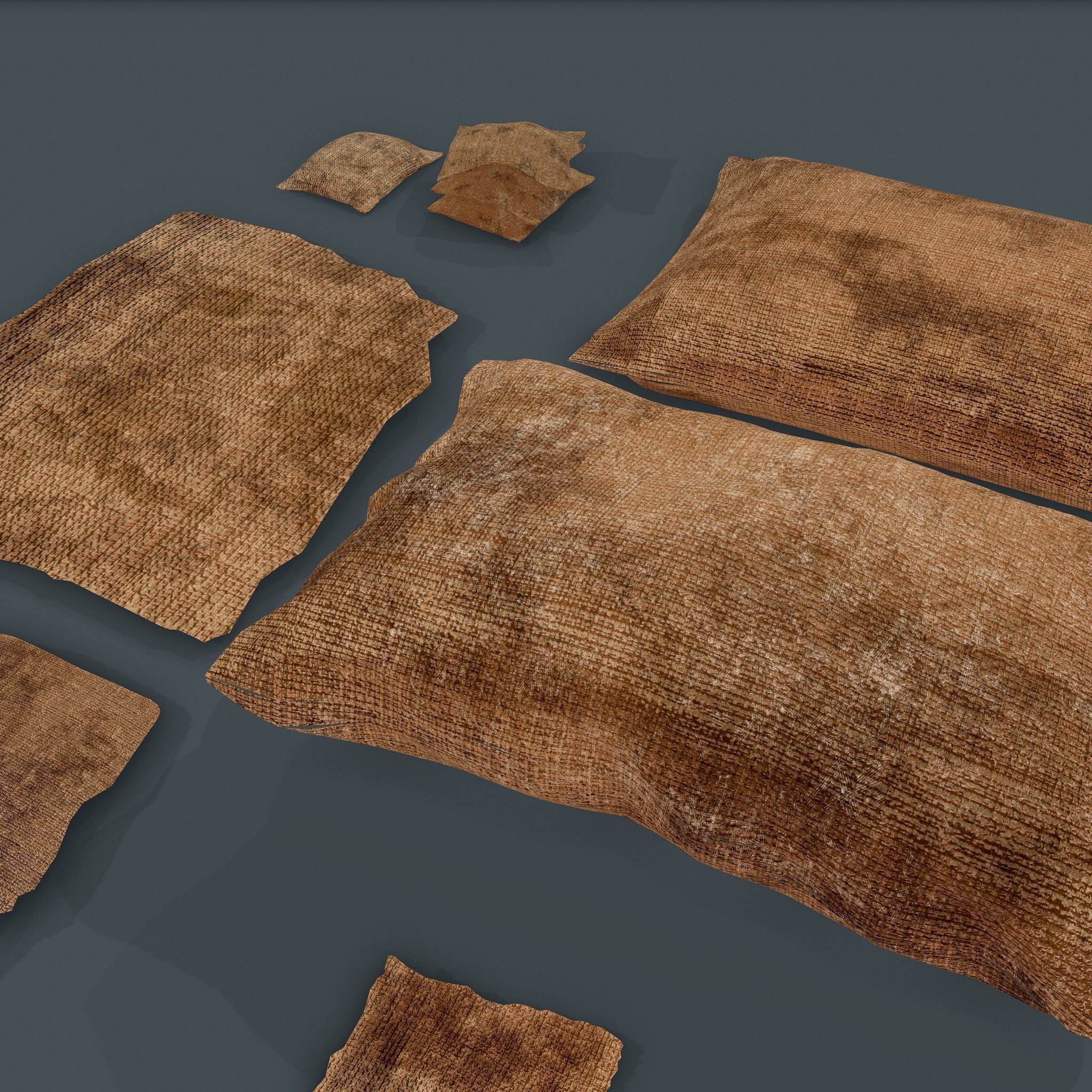 Burlap Sacks and Pieces Low-poly 3D model_9